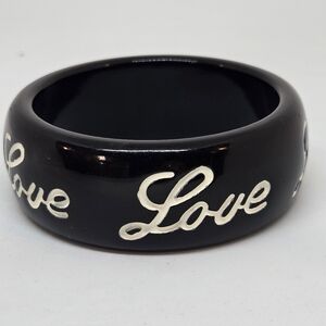 Love Black Plastic Bangle Bracelet
